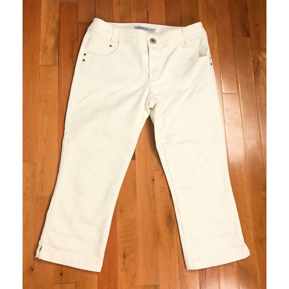Chico's Platinum 00 (Women's Size‎ 2) Crop Jeans, Ivory, Mid Rise - Inseam 21